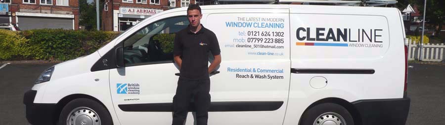 The Cleanline van with one of our window cleaners
